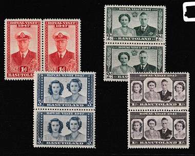 BASUTOLAND 1947 TOP STAMPS HAVE HINGE MARKS.