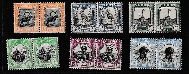 SUDAN 1951  Part set in pairs.  MNH