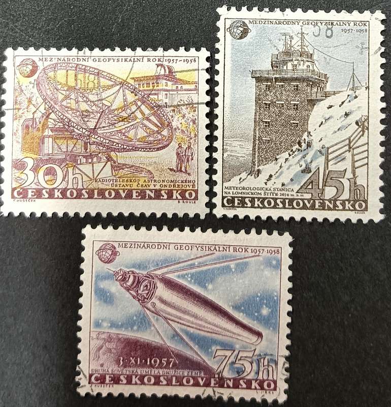 Czechoslovakia 1957 International Geophysical Year - Showing Globe and Dated 1957-1958 set used