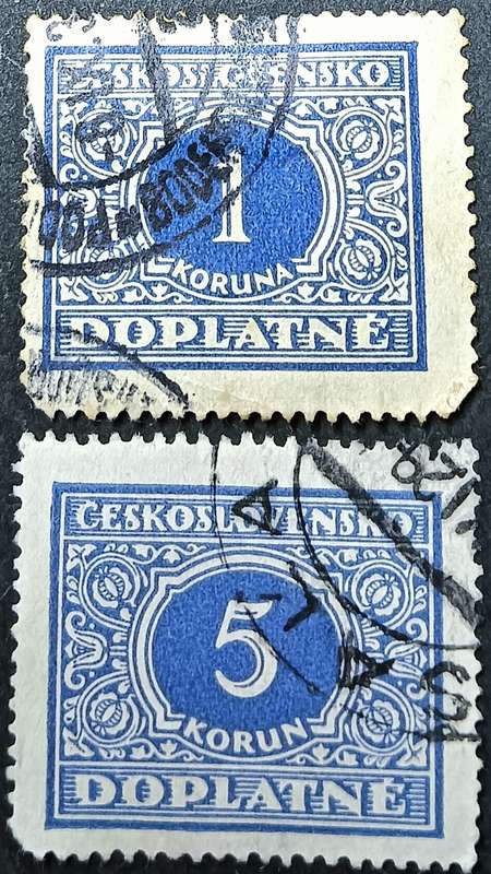 Czechoslovakia 1928 Postage Due 1 & 5K used