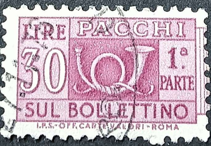 Italy Post Horn 30 lire used
