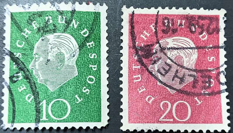 Germany 1954 Professor Dr. Th. Heuss 10 & 20Pfg used
