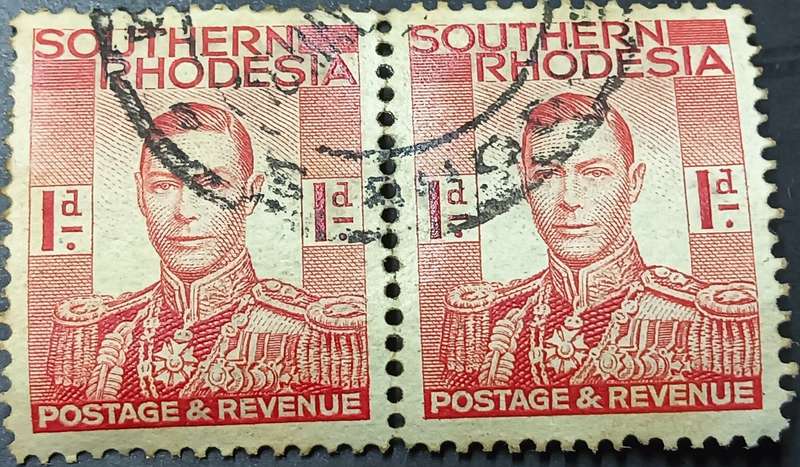 Southern Rhodesia 1937 King George VI 1d pair used