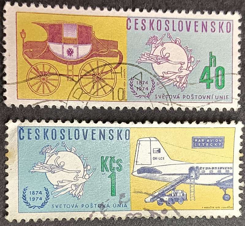 Czechoslovakia 1974 The 100th Anniversary of the Universal Postal Union part set used