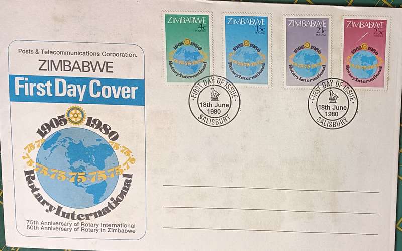 Zimbabwe 1980 The 75th Anniversary of Rotary International FDC
