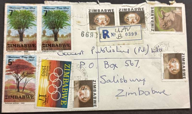 Zimbabwe 1980 Stamps on Registered letter