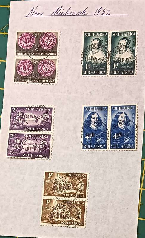 Union of South Africa 1952 Landing of Van Riebeeck set mounted on page
