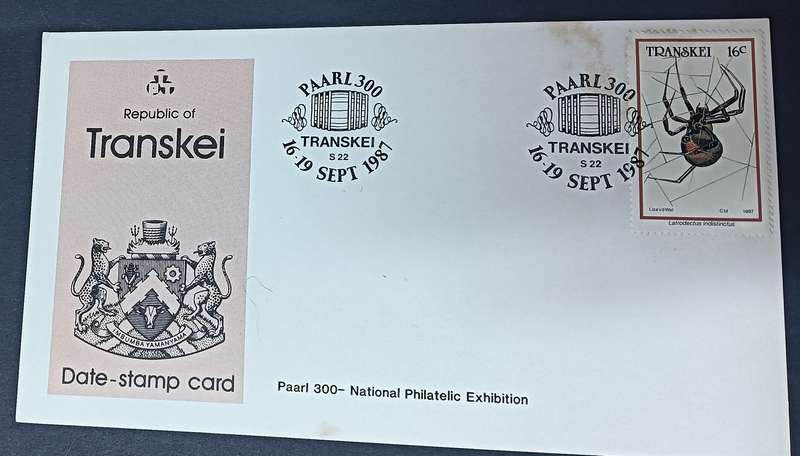 Transkei 1987 Date Stamp Card Paarl 300 National Philatelic Exhibition