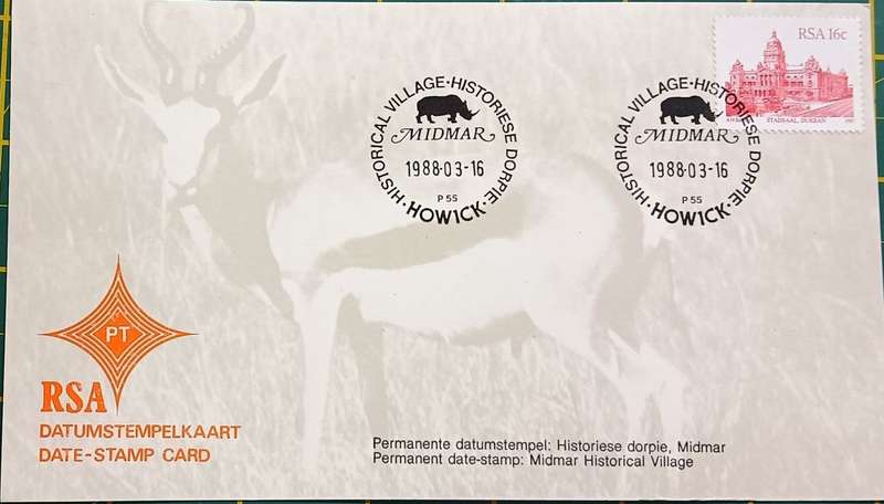 RSA 1988 Date Stamp card Howick Historical Village