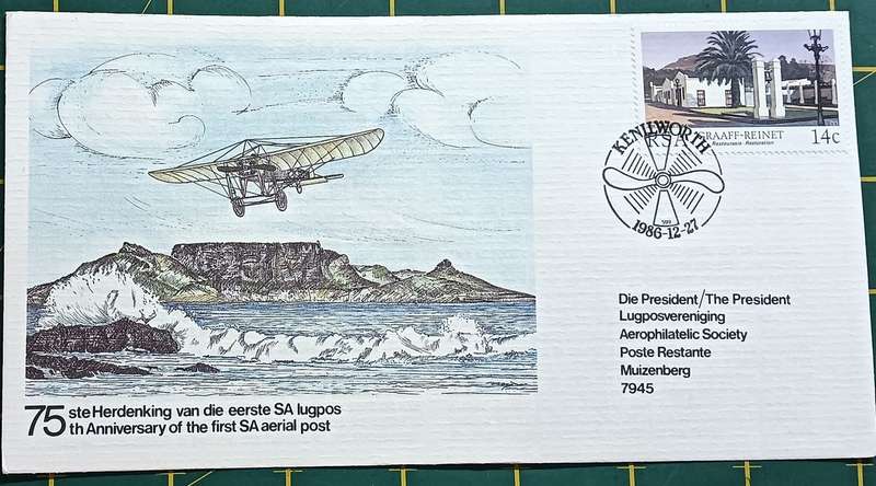 RSA 1986 FDC S99 75th Anniv. of first SA Aerial Post