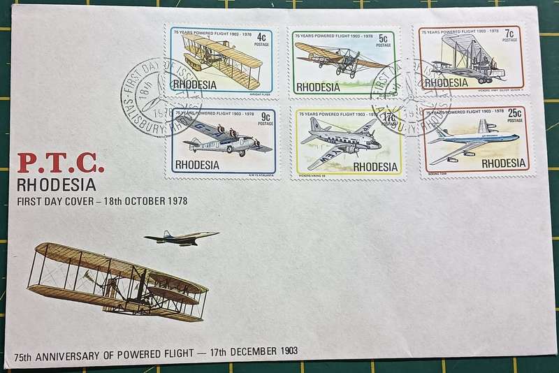 Rhodesia - 1978 75th Anniv of Powered Flight FDC SACC 333-338