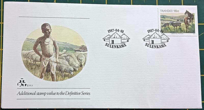 1987 Transkei Additional Stamp Value to the Definitive Series FDC 2.11.1