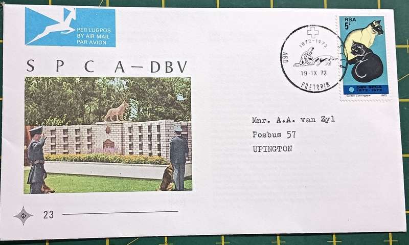 RSA 1972 SPCA OFFICIAL ADDRESSED FDC 23