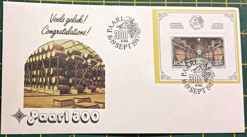 RSA 1987 Paarl 300 Miniature Sheet Single Format Commemorative Cover
