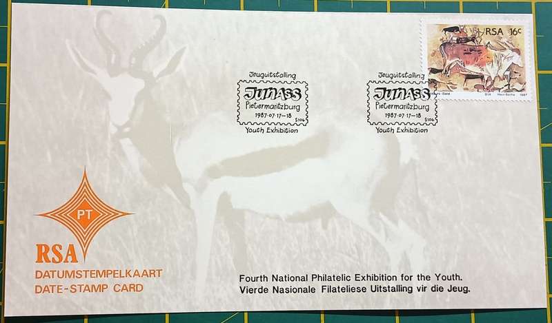 RSA 1987 Date Stamp card fourth national Philatelic Exhibition for the Youth
