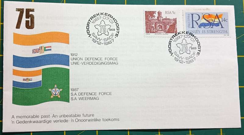 RSA 1987 FDC 75the Anniv. of the SA Defense Force