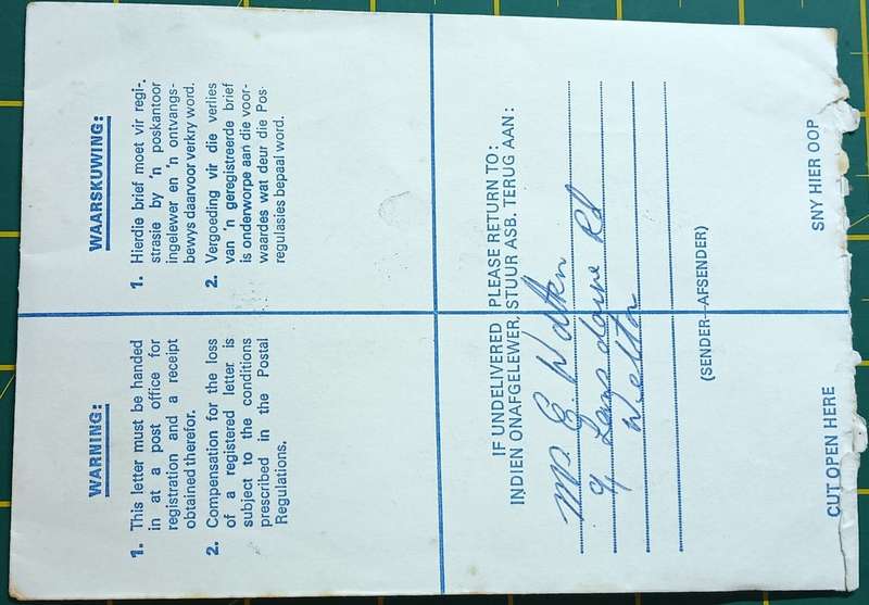 RSA Registered Letter 1986 3 x 25c Rock Formations