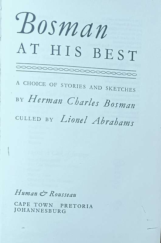 Bosman at His Best - Herman Charles Bosman - Hardcover