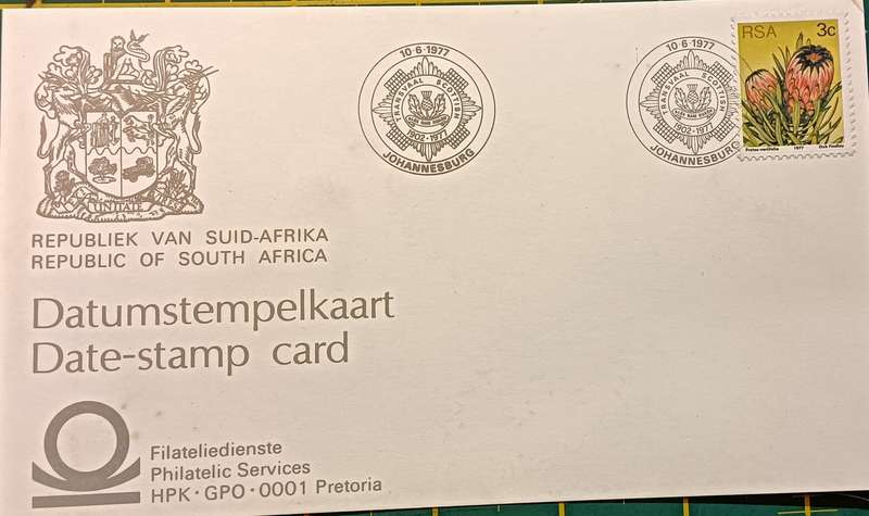 RSA 1977 Date Stamp Card Transvaal Scottish