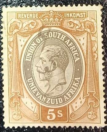Union of SA - Revenue - 1913 - 5/- Used