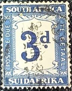 South Africa - 1949 Postage Due 3d black & violet used