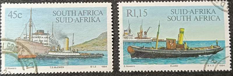 RSA 1994 Tugboats 2 stamps 45c & R1.15 used