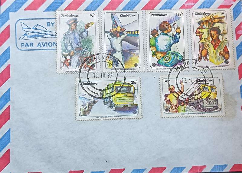 Zimbabwe 1983 1983 World Communications Year set on Home-made FDC