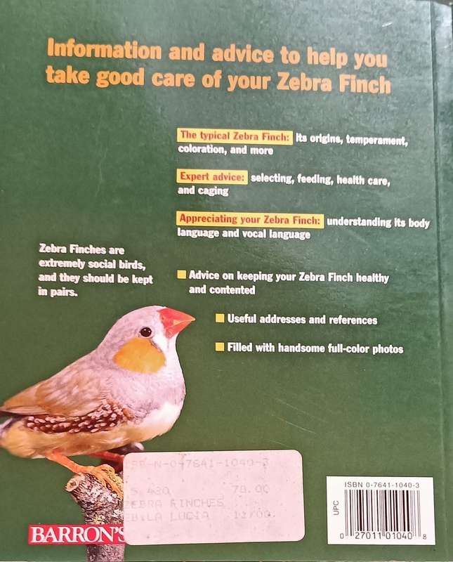 Zebra Finches - A Complete Pet Owner's Manual - Barron's - Softcover - 79 pages