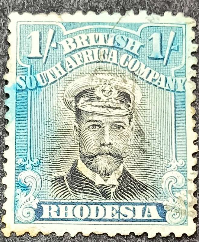 British South Africa Company - 1913 King George V, 1865-1936 1s used Die 11