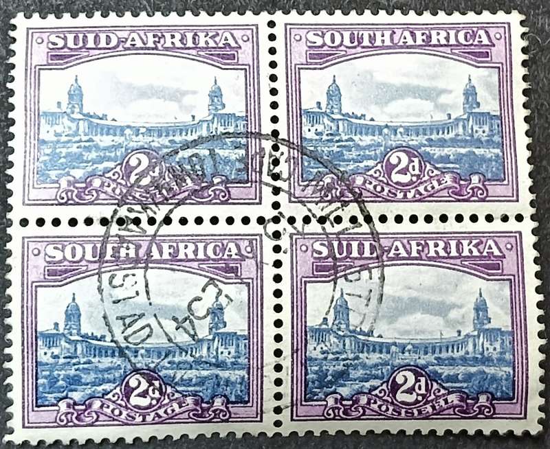 Union of SA 1933-1948, DEFINITIVE ISSUE - HYPHENATED, 2d Block of 4 used