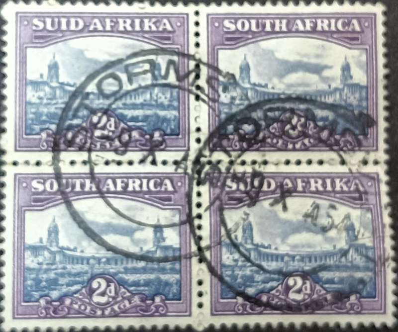 Union of SA 1933-1948, DEFINITIVE ISSUE - HYPHENATED, 2d Block of 4 used
