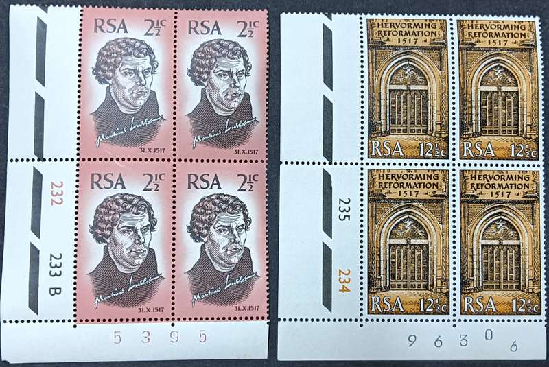 RSA 1960 The 450th Anniversary of Reformation 2 Control blocks MNH