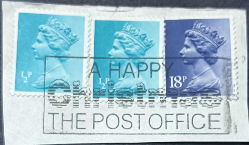Great Britain 1981 Christmas 1/2p & 18p on piece
