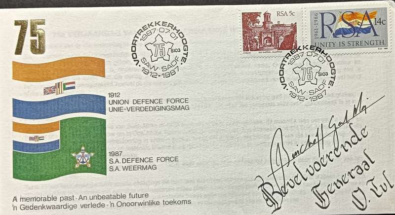 RSA 1987 SA Defense Force Cover Signed