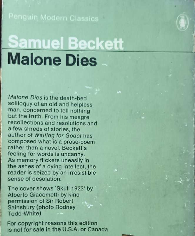 Malone Dies - Samuel Beckett - Softcover - 144 pages