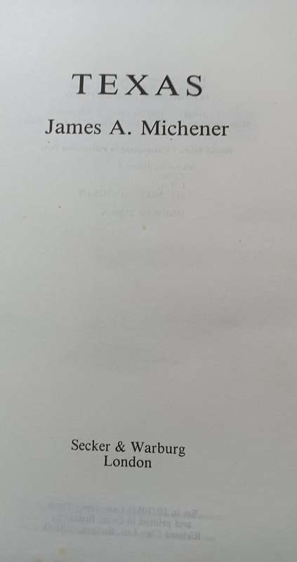 Texas - James A. Michener - Hardcover - 1001 Pages