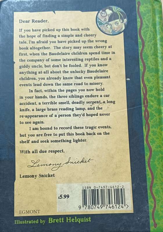 A Series of Unfortunate events - The Reptile Room - Lemony Snicket - Hardcover - 190 pages