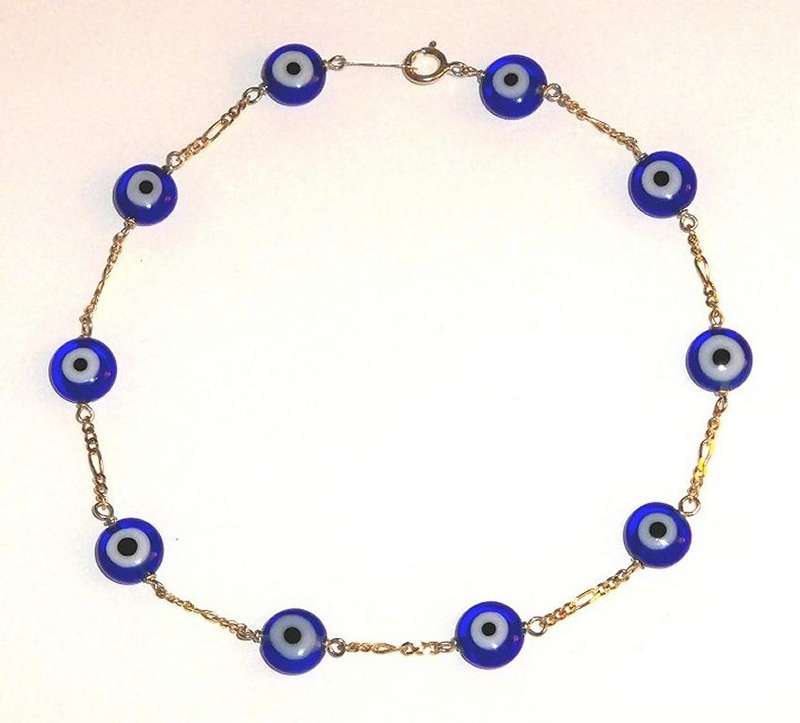 14k / 14ct gold BRACELET: All seeing eye / evil eye, 3+1 figaro, 19cm. Ready for you. Last one!