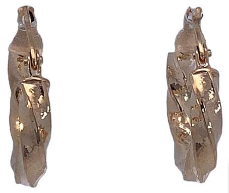 9k / 9ct gold twisted tube hinged hoop EARRINGS: 16x3mm