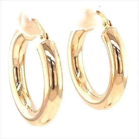 9k / 9ct gold tube hoop EARRINGS: 28x4mm