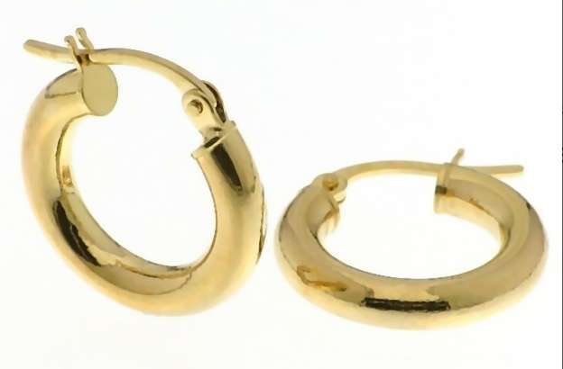 9k / 9ct gold tube hoop EARRINGS: 16x3mm
