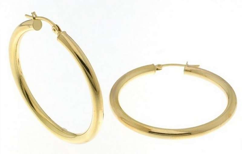 9k / 9ct gold tube hoop EARRINGS: 36x3mm