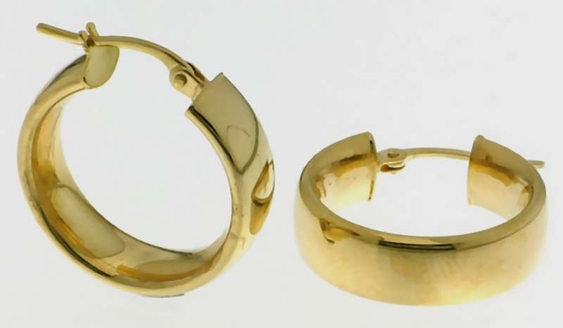 9k / 9ct gold oval tube hoop hinged EARRINGS: 20x6mm