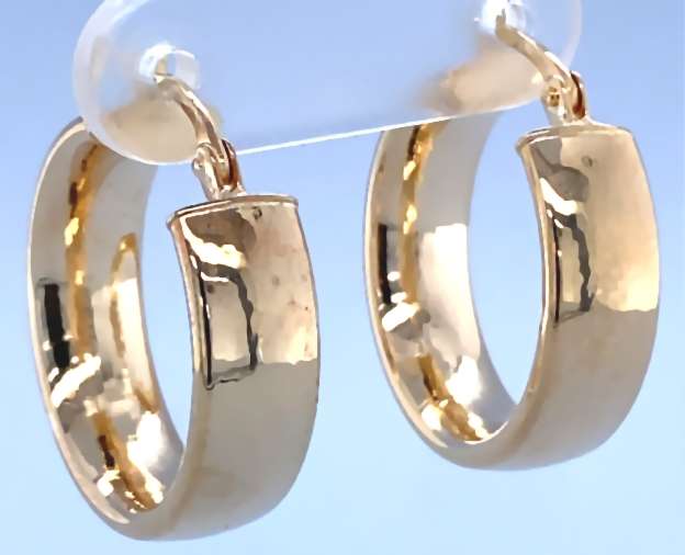 9k / 9ct gold oval tube hoop hinged EARRINGS: 20x6mm