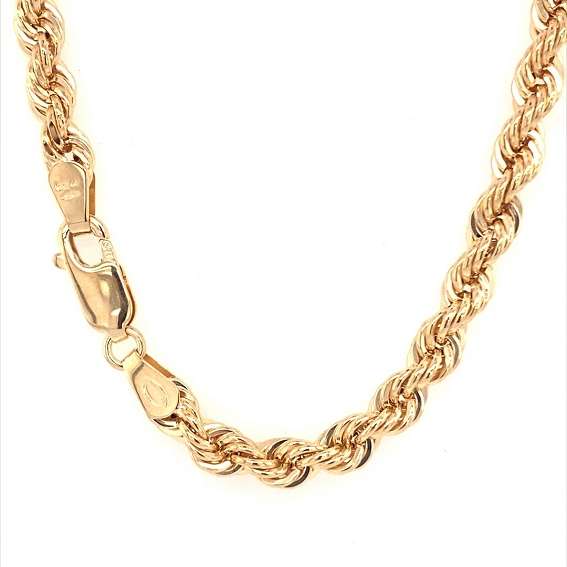 9k / 9ct gold Rope CHAIN: 4.3mm wide, 50cm. Last one!