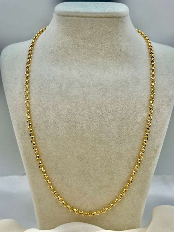 9k / 9ct gold Rolo / Belcher CHAIN, 4mm wide, 50cm