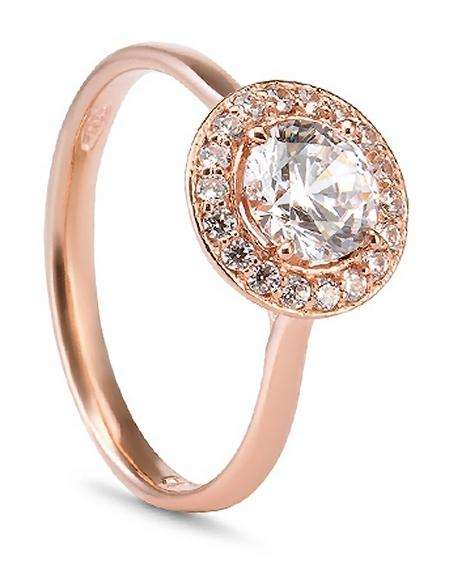 9k / 9ct rose gold Engagement or Dress halo RING: simulated diamonds GLAMOROUS