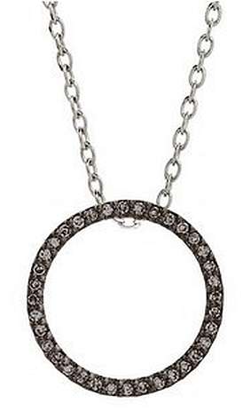 9k / 9ct white gold Circle of Life PENDANT: 13mm wide, 0.11cttw black diamonds