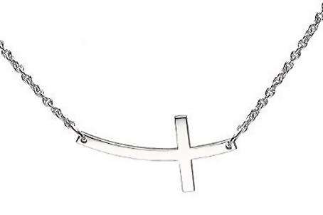 Curved Cross on 45cm Chain: 1.4mm wide, sterling silver