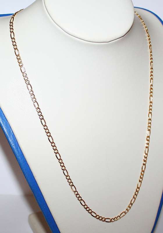 9k / 9ct gold hollow 3+1 Figaro CHAIN: 5.2mm wide, 55cm